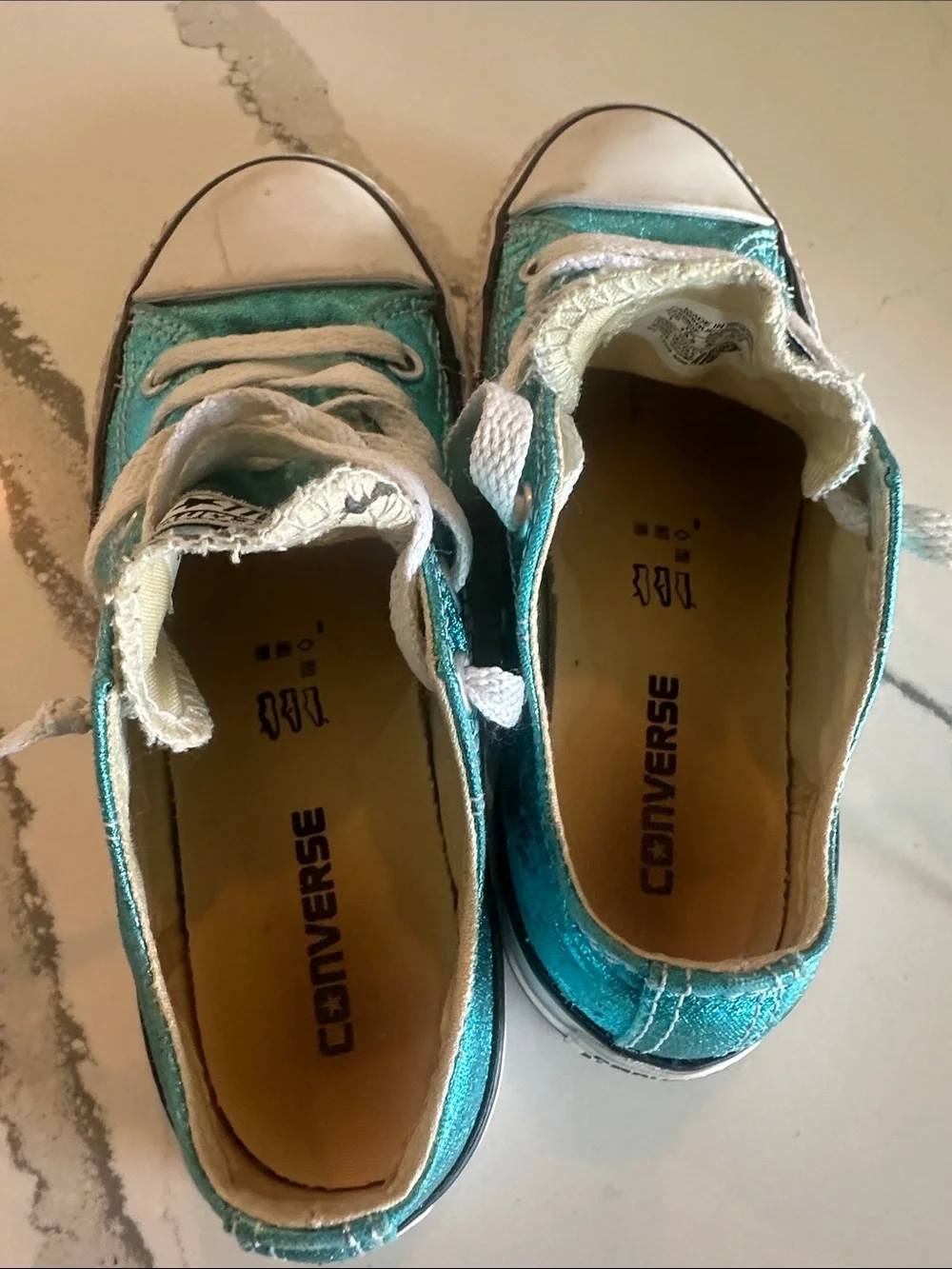 Converse Kids Low Top Sneakers in Teal Metallic